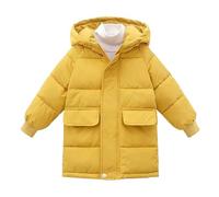 Puffer Jacket,Girls Long Down Coat for Toddlers and Kids - Mid Length Maxi Warm Insulated Winter Jacket with Hood Everyday Casual Wear for Winter Adventures (Yellow, 3-4 Years)
