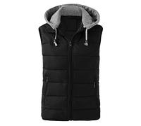 Puffer Jacket Mens Sleeveless Hooded Outerwear Gilets Lightweight Insulated Wind & Water Resistant Quilt Padded Vests with Zip Pockets for Winter Outdoor Work Sports Running