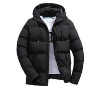 Puffer Jacket Mens Winter Zip Up Hooded Coat Plain Warm Waterproof Padded Jackets Comfortable Loose Fit Casual Coat