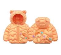 Puffer Jacket with Hood, Baby Girls Down Coat, Cute Cartoon Dog Monkey Coats Lightweight Quilted Zip Bear Ear Colorful Hooded Padded Jackets Toddler School Winter Warm Outerwear Yellow