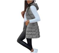 Puffer Jackets Gilet Women Long Warm Gilets Lightweight Cozy Padded Jacket | Hoodies Transitional Comfy Packable Zipper Waistcoat,Quilted Down Sleeveless Jackets,Down Body Warmer Padded Vest