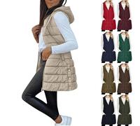 Puffer Jackets Gilet Women Long Warm Gilets Lightweight Cozy Padded Jacket | Hoodies Transitional Comfy Packable Zipper Waistcoat,Quilted Down Sleeveless Jackets,Down Body Warmer Padded Vest