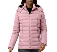 Puffer Jackets Women Waterproof Slim Fit Insulated Coat Detachable Hooded Full Zip Warm Quilted Jacket Softshell Elastic Rib Cuffs Cozy Down Coat Thermal Inner Pockets Chic Padded Overcoat