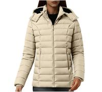 Puffer Jackets Women Waterproof Slim Fit Insulated Coat Detachable Hooded Full Zip Warm Quilted Jacket Softshell Elastic Rib Cuffs Cozy Down Coat Thermal Inner Pockets Chic Padded Overcoat