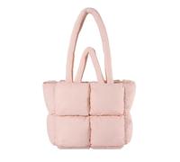 Puffer Tote Bag for Women, Large Quilted Puffy Handbag, Lightweight Satchel Purse, Large Tote Bag Shoulder Bag, Tote Bag with Laptop Compartment for Work Travel Gym Shop (Pink)