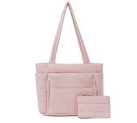 Puffer Tote Bag for Women,Lightweight Quilted Shoulder Bag with Zipper | Lightweight puffy,Tote handbag,Work,School,Travel,Gym,Nurse bag,Ideal Gift for Teachers,Moms,Girlfriends,Secure zip closure