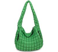 Puffer Tote Bag Women Quilted Crossbody Bag Large Shoulder Puffy 2025 Summer Beach Purse Cloud Bubble Gym Pleat Pad, Dark Green, L, Tote Handbags