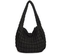 Puffer Tote Bag Women Quilted Crossbody Bag Large Shoulder Puffy 2025 Summer Beach Purse Cloud Bubble Gym Pleat Pad, Black, Tote Handbags