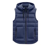 Puffer Vest Men with Hood, Mens Body Warmers for Work, Quilted Bodywarmer Padded Vest Winter Comfortable Gilet with Zip Pockets Sleeveless Outerwear Casual for Winter