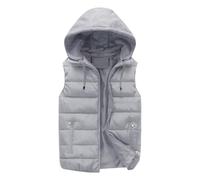 Puffer Vest Men with Hood, Mens Body Warmers for Work, Quilted Bodywarmer Padded Vest Winter Comfortable Gilet with Zip Pockets Quilted Puffer Padded Vest Outerwear