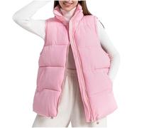 Puffer Vest Womens Winter Jacket Quilted Lightweight Jackets Sleeveless Down Coat Oversized Waistcoat Fashion Gilet Pink