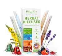PUFFIAIR 4-in-1 Herbal Diffuser Pen, No Nicotine Inhaler for Lung Cleanse, Sleep Support, Energy Boost & Stress Relief with Mullein, Lavender, Guarana & Chamomile, 4 Pens, 1600 Total Uses