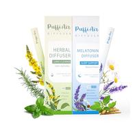PUFFIAIR Natural Herbal Diffuser Pen Mullein Dandelion and Lavender Aromatherapy Inhaler Bundle (Green, Purple & Blue, 2 packs)