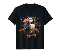 Puffin Abstract Art Bird Animal Colorful Graphic Puffin T-Shirt
