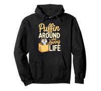 Puffin Around And Loving Life Cute Bird In Bag Pullover Hoodie