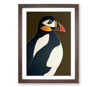 Puffin Art Vol.1 Framed Print | A2 Walnut Framed Wall Art | Ready to Hang | Modern Nature Picture | Living Room Bedroom Lounge Office