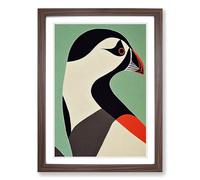 Puffin Art Vol.2 Framed Print | A2 Walnut Framed Wall Art | Ready to Hang | Modern Nature Picture | Living Room Bedroom Lounge Office