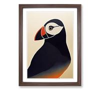 Puffin Art Vol.3 Framed Print | A2 Walnut Framed Wall Art | Ready to Hang | Modern Nature Picture | Living Room Bedroom Lounge Office