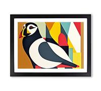 Puffin Bird Abstract Vol.1 H1022 WHT Framed Print for Living Room Bedroom Home Office Décor, Wall Art Picture Ready to Hang, Black A4 Frame (34 x 25 cm)