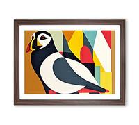 Puffin Bird Abstract Vol.1 H1022 WHT Framed Print for Living Room Bedroom Home Office Décor, Wall Art Picture Ready to Hang, Walnut A2 Frame (64 x 46 cm)
