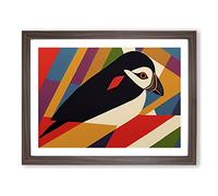 Puffin Bird Abstract Vol.2 Framed Print | A2 Walnut Framed Wall Art | Ready to Hang | Abstract Fantasy Picture | Living Room Bedroom Lounge Office