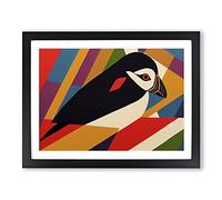 Puffin Bird Abstract Vol.2 H1022 Framed Print for Living Room Bedroom Home Office Décor, Wall Art Picture Ready to Hang, Black A4 Frame (34 x 25 cm)