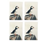Puffin Bird Coastal Art Cards Multipack of 4 Seabird Greeting Cards For Any Occasion Blank Inside A6 10 x 15 cm