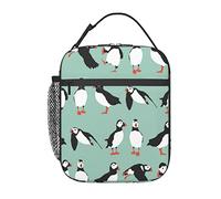 Puffin Bird Lunch Bag, Durable Insulated Lunch Box Reusable Adults Tote Bag Reusable Cooler Bag