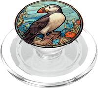 Puffin Bird Stained Glass PopSockets PopGrip for MagSafe