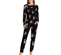 Puffin Bird Women's Pajama Set Long Sleeve Lounge Set Soft Sleepwear with Pockets M