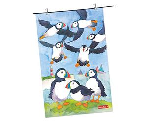 Puffin Birds Designer Tea Towel - Emma Ball