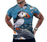 Puffin Birds Men's Polo Shirt Short Sleeve Golf Shirt Summer Sports T-Shirt Tops for Athletic Casual XL