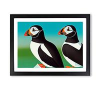 Puffin Birds Vol.2 Framed Print | A2 Black Framed Wall Art | Ready to Hang | Modern Nature Picture | Living Room Bedroom Lounge Office