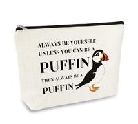 Puffin Gifts Puffin Bird Lover Gift Cosmetic Bag Animal Lover Gift for Women Makeup Bag Birdwatcher Gifts Seabird Gift Idea Christmas Birthday Graduation Gift for Daughter Friends Sister Travel Pouch
