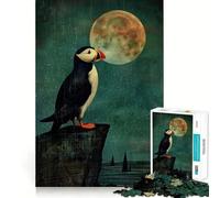 Puffin in The Moonlight Jigsaw Puzzles for Adults1000 Piece Strengthen Memory Home Activity Clean Edge Festive Gift (50x75cm)