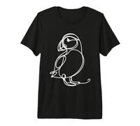 Puffin Line Art Bird Ornithology Design Premium T-Shirt