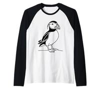 Puffin Line Art Birdwatcher Raglan Baseball Tee
