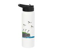 Puffin Lover Cute Atlantic Puffins sea Cliff Birdwatching Stainless Steel Insulated Water Bottle