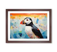 Puffin Minimalism Framed Print | A2 Walnut Framed Wall Art | Ready to Hang | Minimalist Nature Picture | Living Room Bedroom Lounge Office