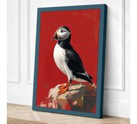 Puffin on the Rock Modern Canvas Wall Art Print 24x16 Inch (61 x 41 cm)