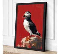 Puffin on the Rock Modern Canvas Wall Art Print 36x24 Inch (91 x 61 cm)