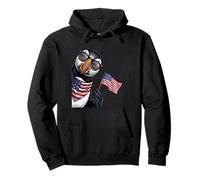 Puffin Patriotic American Flag 4th of July USA Pullover Hoodie