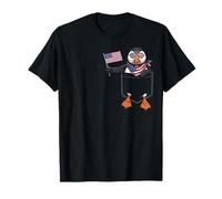 Puffin Pocket Patriotic American Flag 4th of July USA T-Shirt