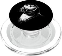 Puffin Portrait Black and White Bird Lover PopSockets PopGrip for MagSafe