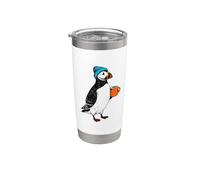 Puffin with Coffee Cup - Cute Atlantic Bird Stainless Steel Insulated Tumbler