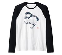 Puffin with Japanese Kanji Stamp Raglan Baseball Tee