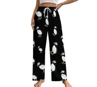 Puffins Bird Funny Drawstring Pajama Pants for Women Wide Leg Lounge Pants Long Sleepwear