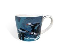 Puffins Flying Bone China Mug by Julian Friers - 325ml - Wildlife Mug