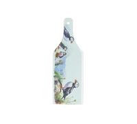 Puffins Glass Serving Board - Coastal Sea Birds Bottle Shaped Serving Tray/Worktop Saver - Small Cutting Board Platter Bar Gift for Bird Lovers