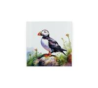 Puffins on The Rocks Hot Pot Stand Trivet - Coastal Sea Birds Homewares Gifts/Present - Kitchen Chopping/Cutting Board Worktop Protector with Non-Slip Feet 20cm x 20cm (8" x 8")